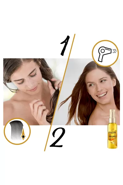 تغذیه کننده و تقویت کننده مو افزایش شفافیت و درخشندگی مو نرم کننده و براق کننده مو بدون ایجاد حس سنگینی روی مو غنی شده بوسیله کراتین مایع حاوی ویتامین E و پرو ویتامین مناسب برای انواع مو   به ویژه موهای خشک و شکننده سبک و با جذب سریع   بدون بر جا گذاشتن ا پانتن Pantene روغن مو کراتین