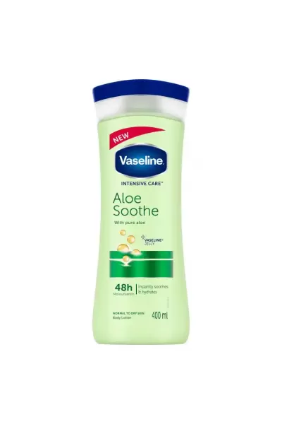 حاوی عصاره آلوورا آبرسانی و مرطوب کننده بدن بدون چربی و جذب سریع وازلین Vaseline لوسیون آلوورا