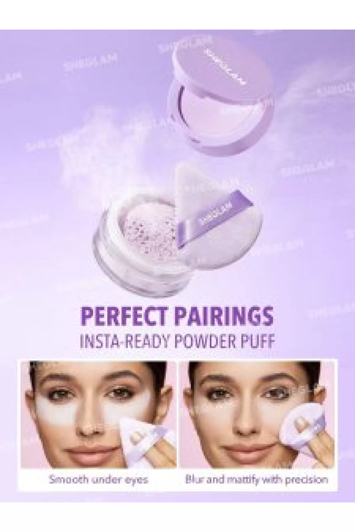 طراحی پاف مثلثی با دو سمت نازک و پهن برای دسترسی به تمام نقاط صورت قابلیت استفاده آسان و دقیق برای میکاپ  مناسب آرایش صورت و کانسیلر دورچشم کاملا گیاهی فاقد تست حیوانی شیگلم SHEGLAM پاف و پد سه عددی