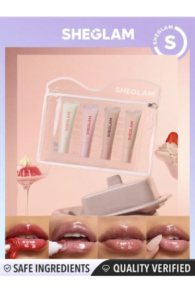 آبرسانی عمیق برای لب‌های خشک درمان خشکی و ترک لب درخشندگی کریستالی لب‌ها رنگدهی عالی با رایحه فوق العاده در 4 رنگ جذاب شیگلم SHEGLAM ست لیپ گلاس 4 عددی همراه کیف Crystal Glaze