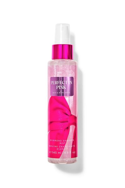 بادی شیمر بث اند بادی ورکس دارای رایحه گیلاس  گل کاملیای صورتی و کرم بادام است بث اند بادی Bath & Body Works بادی شیمر میست پرفکت این پینک Perfect In Pink