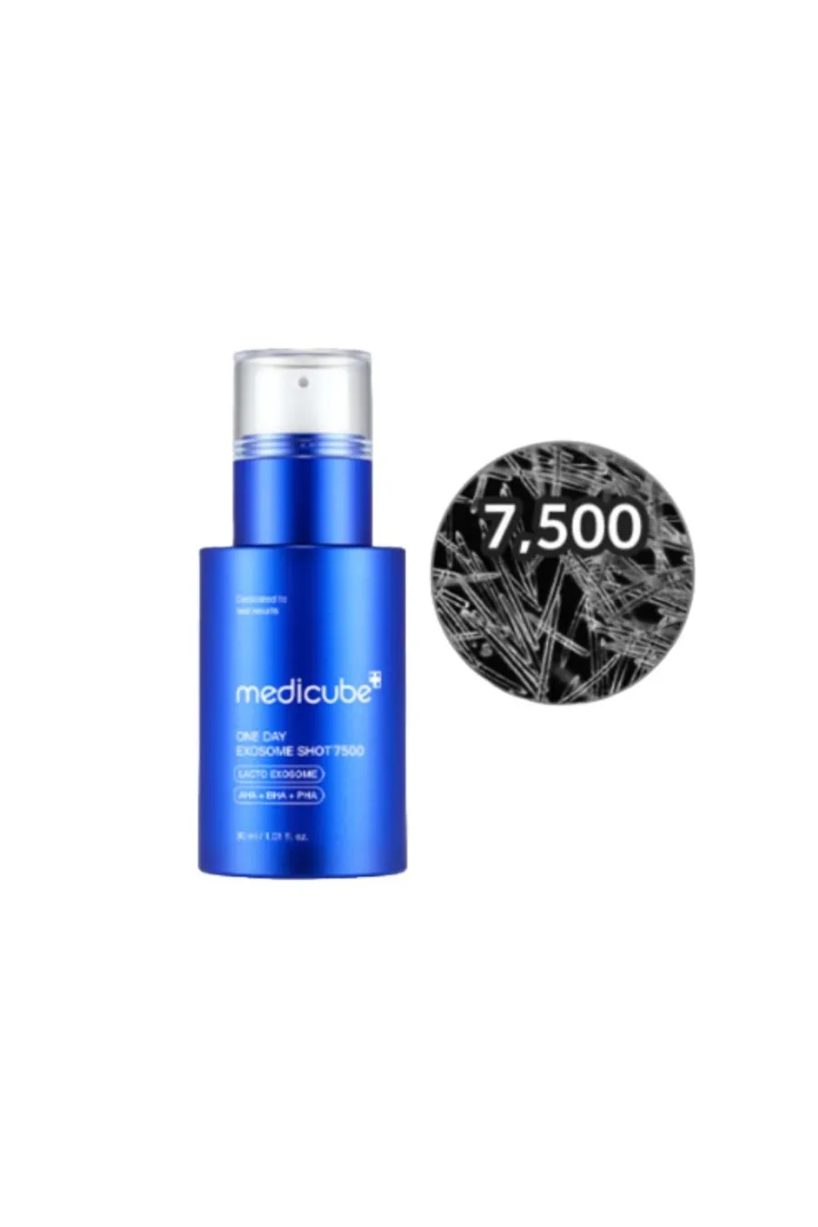 حاوی 7500ppm اگزوزوم با نفوذ عمیق به پوست برای کاهش تراکم و حجم منافذ کاهش حجم منافذ به میزان ۲۳.۳۶% پس از یک بار استفاده ۲۶۲% افزایش جذب مواد موثره به لطف فناوری اگزوزوم نفوذ موثر به ده لایه پوست تحریک بازسازی سلول‌های پوستی بهبود خاصیت ارتجاعی پوست بهبو مدی کیوب Medicube سرم کنترل منافذ و لایه بردار One Day Exosome Shot Pore Ampoule 7500