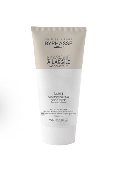 حاوی ژل رویال و پرو ویتامین B5 بازسازی کننده بافت پوست پاک کننده منافذ پوست سم زدای عمیق بدون ایجاد التهاب حفظ رطوبت پوست افزایش روشنایی  طراوت و شادابی پوست مرطوب کننده پوست کاهش دهنده خشکی پوست جبران کم آبی پوست تقویت کننده پوست فرمولاسیون 90 درصد ارگان بایفاس BYPHASSE ماسک صورت  بازسازی کننده خاک رس Renovating Clay Mask