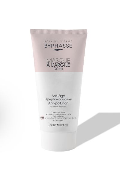 حاوی خاک رس کائولن لایه بردار پوست پاک کننده منافذ پوست سم زدای عمیق بدون ایجاد التهاب حفظ رطوبت پوست افزایش روشنایی  طراوت و شادابی پوست مرطوب کننده پوست فرمولاسیون 90 درصد ارگانیک مناسب برای استفاده روزانه مناسب برای انواع پوست فاقد پارابن و فتالات بایفاس BYPHASSE ماسک صورت سم زدا و ضدپیری خاک رس Detox Clay Mask