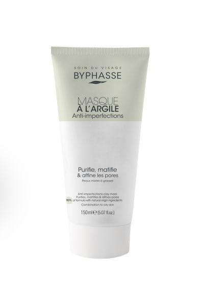 کنترل چربی پوست جلوگیری از برق افتادن کوچک کننده ی منافذ جلوگیری از ایجاد جوش و آکنه از بین برنده ی سلول‌های مرده رفع تیرگی و ناهمواریهای پوست حفظ رطوبت پوست لایه بردار پوست پاک کننده منافذ پوست سم زدای عمیق بدون ایجاد التهاب حفظ رطوبت پوست مات کننده پوست مرطوب کننده پوست کاهش دهنده خشکی پوست جبران کم آبی پوست تقویت کننده پوست ترکیبات ۹۰٪ منشأ گیاهی مناسب برای استفاده روزانه مناسب برای پوست های چرب و مختلط بایفاس BYPHASSE ماسک صورت ضدلک و جوش خاک رس Anti Imperfections Clay Mask
