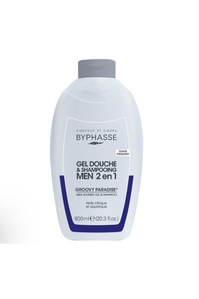 یک فرمول ملایم با PH خنثی طراوت و محافظت در طول روز شامپو ژل دوش 2 در 1 مردانه PH خنثی برای پوست بایفاس BYPHASSE شامپو  سر و بدن مردانه 2 در 1 Groovy Paradise