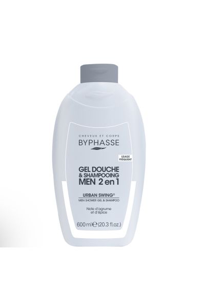 فرمول 2 در 1 رایحه تازه و مردانه خواص مرطوب کنندگی و نرم کنندگی ایده آل برای استفاده در سفر و باشگاه بدون پارابن پاکسازی عمیق مو و بدن بایفاس BYPHASSE شامپو سر و بدن ۲ در ۱ URBAN SWING