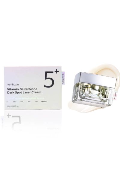 مناسب انواع پوست حاوی ترکیبات فعال گلوتاتیون  ویتامین‌ها و پپتیدها کاهش لک‌های تیره و کدر شفاف کننده و روشن کنندگی موثر پوست سازگاری با پوست‌های حساس نامبوزین Numbuzin کرم ضد لک و روشن کننده گلوتاتیون نامبوزین شماره 5 Glutathione Dark Spot Laser Cream