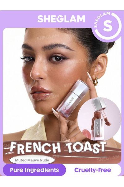 درخشندگی کریستالی روی لب رایحه‌ی شیرینی‌های موردعلاقه رنگ نچرال روی لب آبرسانی عمیق لب تسکین لب و… شیگلم SHEGLAM برق لب شیشه‌ای ایر گلاس FRENCH TOAST