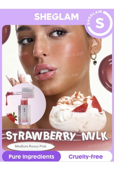 درخشندگی کریستالی روی لب رایحه‌ی شیرینی‌های موردعلاقه رنگ نچرال روی لب آبرسانی عمیق لب تسکین لب و… شیگلم SHEGLAM برق لب شیشه‌ای ایر گلاس 118 STRAWBERRY MILK