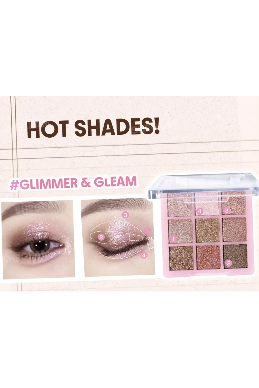 پالت سایه شاین  رنگ های کاربردی شیگلم SHEGLAM پالت سایه ۹ رنگ GLIMMER & GLEAM