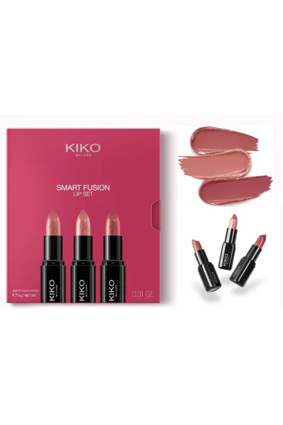 ست-جذاب-رژ-لب-از-برند-حرفه‌ای-KIKO-Milano-شامل-۳-عدد-رژ-لب-با-فینیش-براق-(Glossy-Finish)-بافت-نرم--کرمی-و-مرطوب‌کننده-که-لب‌ها-را-براق--لطیف-و-جذاب-نشان-می‌دهد-رنگ‌های-هماهنگ-و-کاربردی-برای-آرایش-روزانه--مهمانی-یا-استایل‌های-خاص-پوشش-یکنواخت-و-سبک-بدون-اح-کیکو-KIKO-پک-رژ-لب-براق۳تایی‌-فول-سایز-Smart-Fusion-Lip-Set-03