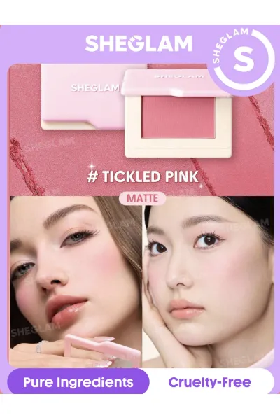 رژگونه مات و مخملی DON'T PINK TWICE شیگلم  بافت پودری  بسیار سبک و ابریشمی دارای رنگدانه های غلیظ مات ماندگاری بالا بر روی پوست فاقد مواد حساسیت زا حفظ حالت طبیعی چهره پخش شدن راحت و یکدست پوشش دهی مناسب سازگار با انواع پوست فرمول گیاهی شیگلم SHEGLAM رژگونه مات و مخملی TICKLED PINK