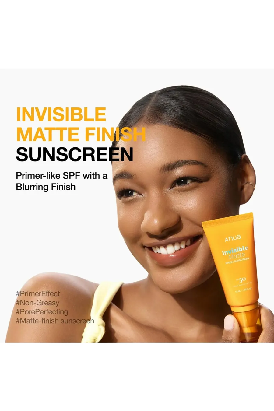 محافظت بسیار بالا در برابر اشعه خورشید  دارای SPF50+ و PA++++ برای محافظت کامل از پوست در برابر اشعه‌های UVA و UVB.  فینیش کاملاً مات و مخملی  چربی اضافی پوست را کنترل کرده و از برق افتادن صورت جلوگیری می‌کند.  مقاوم در برابر آب و تعریق  برای ورزش  استخر  آنوا Anua کرم ضدآفتاب ضدآب و مات کننده Invisible Matte Finish Sunscreen