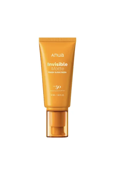 محافظت-بسیار-بالا-در-برابر-اشعه-خورشید--دارای-SPF50+-و-PA++++-برای-محافظت-کامل-از-پوست-در-برابر-اشعه‌های-UVA-و-UVB.--فینیش-کاملاً-مات-و-مخملی--چربی-اضافی-پوست-را-کنترل-کرده-و-از-برق-افتادن-صورت-جلوگیری-می‌کند.--مقاوم-در-برابر-آب-و-تعریق--برای-ورزش--استخر--آنوا-Anua-کرم-ضدآفتاب-ضدآب-و-مات-کننده-Invisible-Matte-Finish-Sunscreen