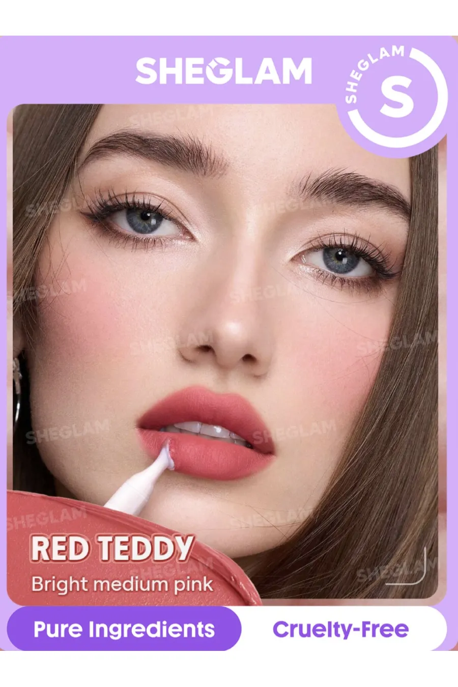 فینیش مات مخملی و soft blur ایجاد افکت لب فید شده و کره‌ای دارای اپلیکاتور پاف اسفنجی بافت سبک و mousse like پخش راحت روی لب ایجاد جلوه soft focus روی خطوط لب بدون حس سنگینی زیاد شیگلم SHEGLAM پاف لیپ مارشمالو لب و گونه RED TEDDY