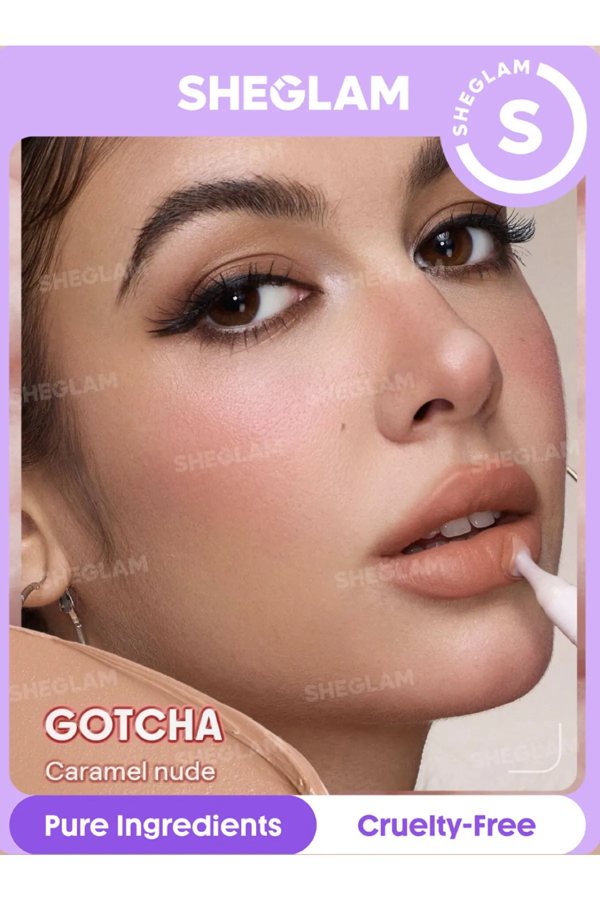 فینیش مات مخملی و soft blur ایجاد افکت لب فید شده و کره‌ای دارای اپلیکاتور پاف اسفنجی بافت سبک و mousse like پخش راحت روی لب ایجاد جلوه soft focus روی خطوط لب بدون حس سنگینی زیاد شیگلم SHEGLAM پاف لیپ مارشمالو لب و گونه GOTCHA