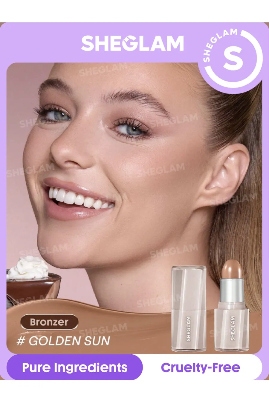 زیر استخوان گونه کناره‌های بینی خط فک بالای پیشانی شیگلم SHEGLAM کانتور استیکی دو کاره GOLDEN SUN