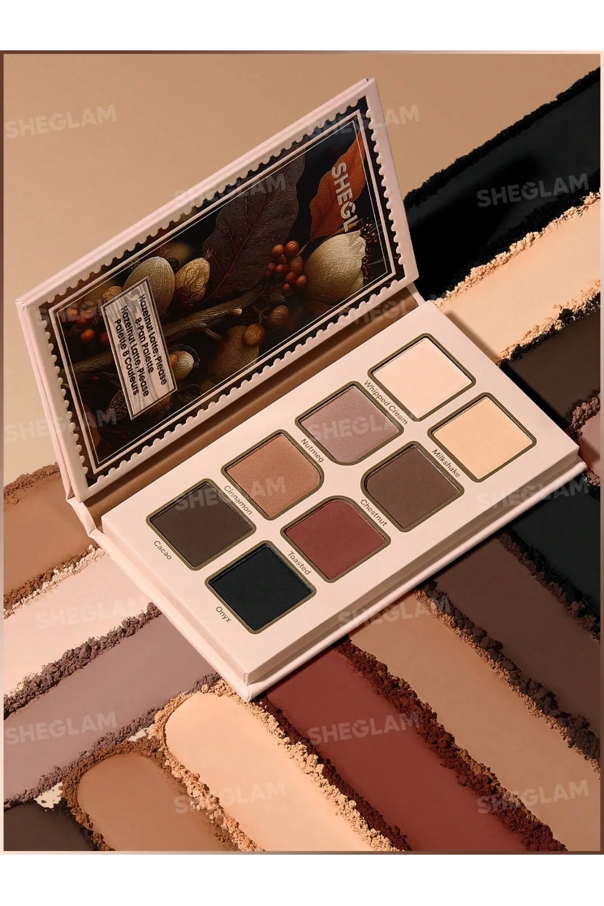 رنگبندی نود و کاربردی دارای 6 رنگ مات و 2 رنگ شاین مناسب برای استفاده روزمره و حرفه ای پیگمنت و رنگدهی فوق العاده ماندگاری بالا و عدم ریزش بسته بندی جذاب و زیبا شیگلم SHEGLAM پالت سایه 8 رنگ Hazelnut Latte