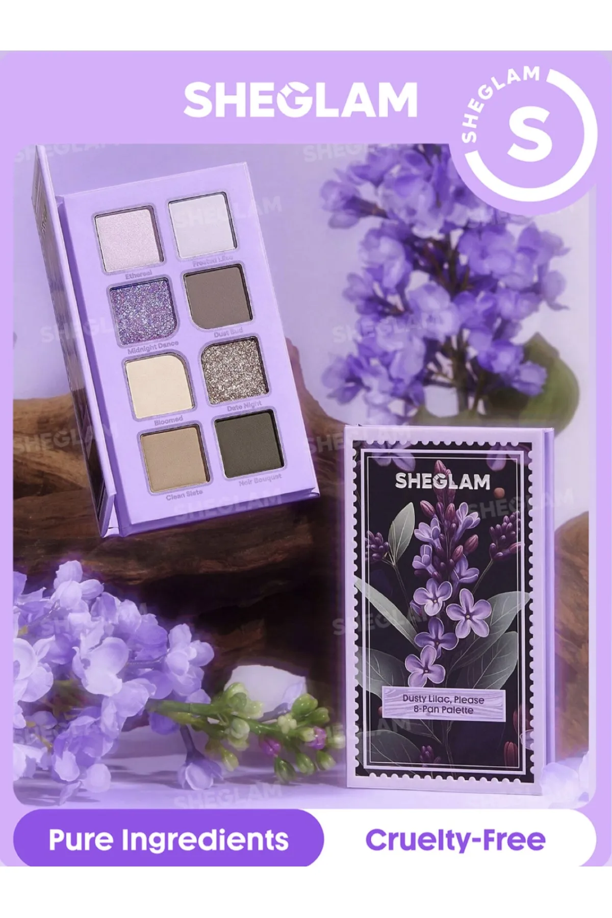 رنگبندی نود و کاربردی دارای 6 رنگ مات و 2 رنگ شاین مناسب برای استفاده روزمره و حرفه ای پیگمنت و رنگدهی فوق العاده ماندگاری بالا و عدم ریزش بسته بندی جذاب و زیبا شیگلم SHEGLAM پالت سایه 8 رنگ Dusty Lilac