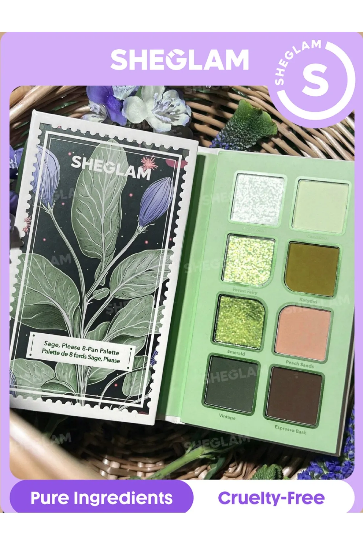 رنگبندی نود و کاربردی دارای 6 رنگ مات و 2 رنگ شاین مناسب برای استفاده روزمره و حرفه ای پیگمنت و رنگدهی فوق العاده ماندگاری بالا و عدم ریزش بسته بندی جذاب و زیبا شیگلم SHEGLAM پالت سایه 8 رنگ Sage
