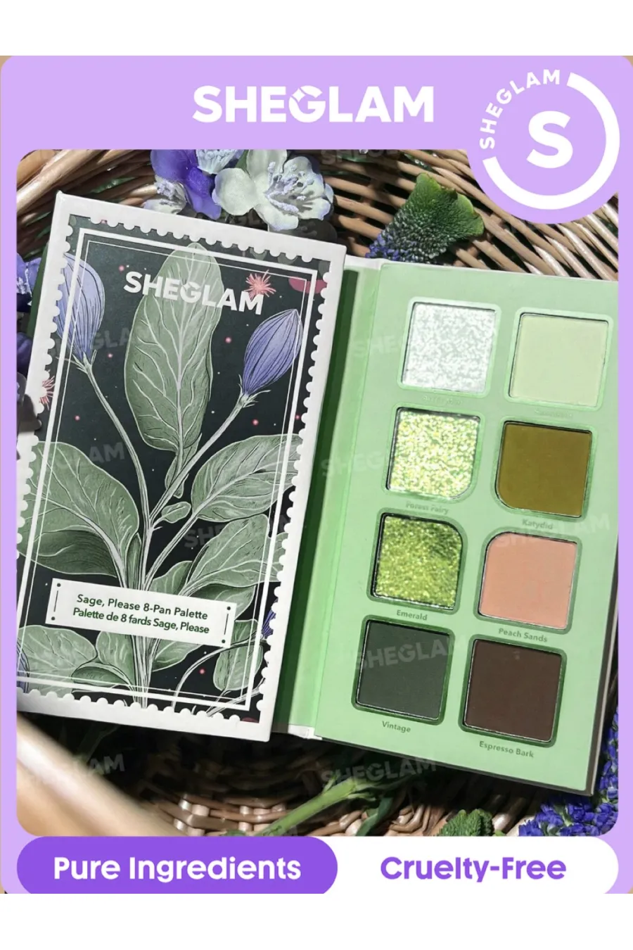رنگبندی نود و کاربردی دارای 6 رنگ مات و 2 رنگ شاین مناسب برای استفاده روزمره و حرفه ای پیگمنت و رنگدهی فوق العاده ماندگاری بالا و عدم ریزش بسته بندی جذاب و زیبا شیگلم SHEGLAM پالت سایه 8 رنگ Sage