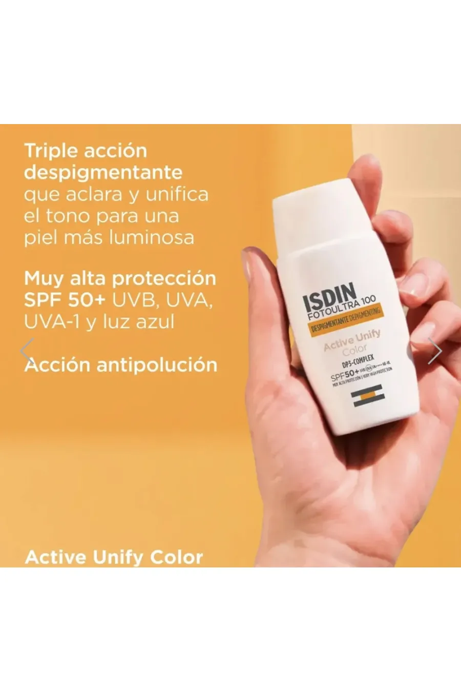 حاوی ترکیبات ضد لک برای کاهش لک‌های پوستی. حاوی SPF50+ برای محافظت از پوست در برابر اشعه‌های مضر آفتاب. تهیه شده از بهترین مواد اولیه ایجاد حس طراوت و شادابی در پوست مناسب برای استفاده روزانه محافظت کامل از پوست و کاهش لک‌های پوستی. پوشش رنگی ملایم برای ج ایزدین ISDIN کرم ضد آفتاب و ضد لک رنگی اکتیو یونیفای